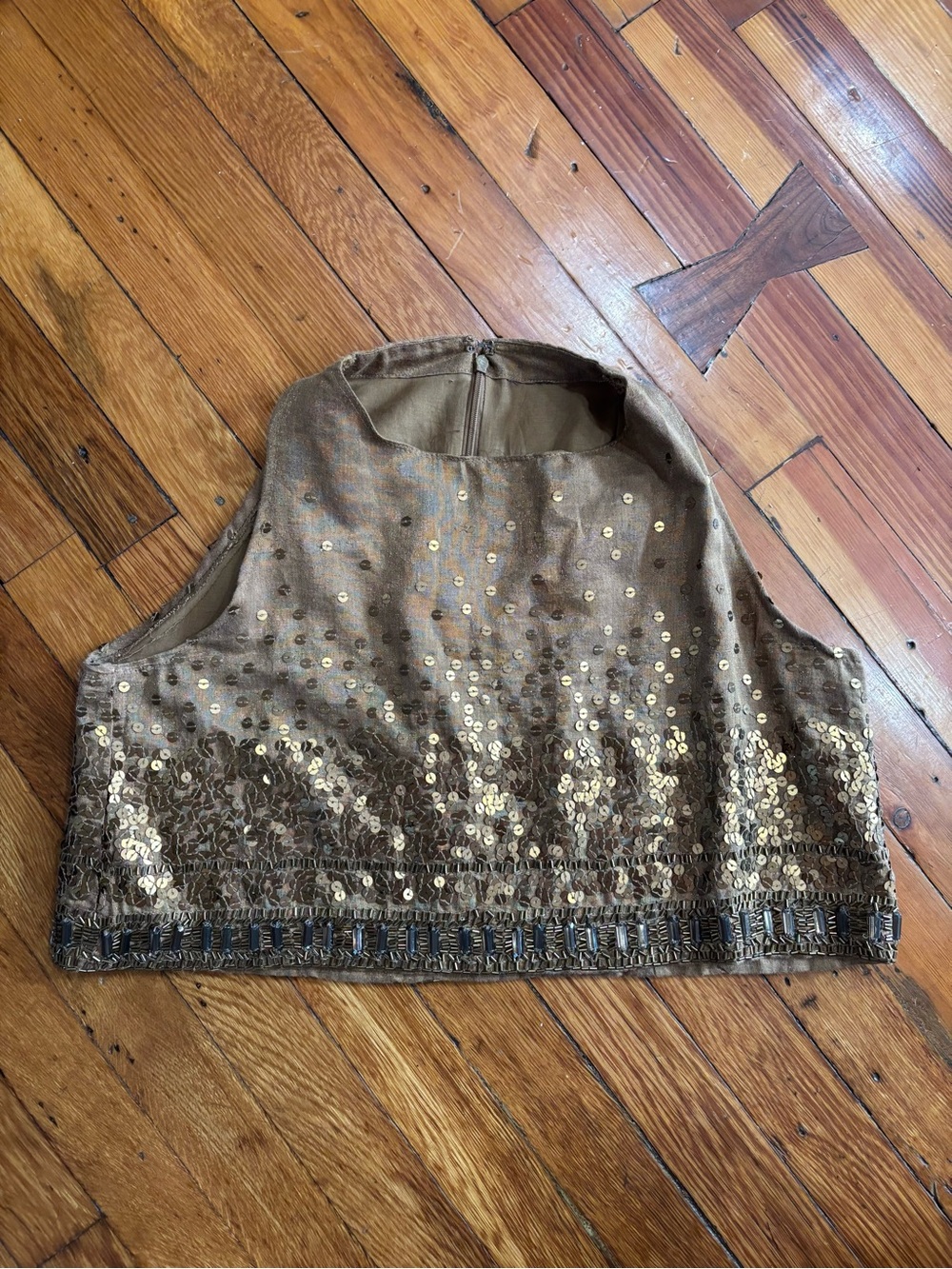 Gold Sequin Short-Sleeve Top